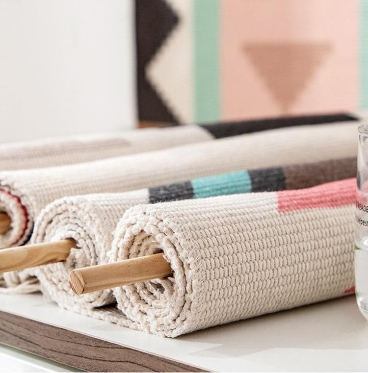 Virelle Maison - Tapis mural en coton tissé à franges géométriques | Virelle Maison