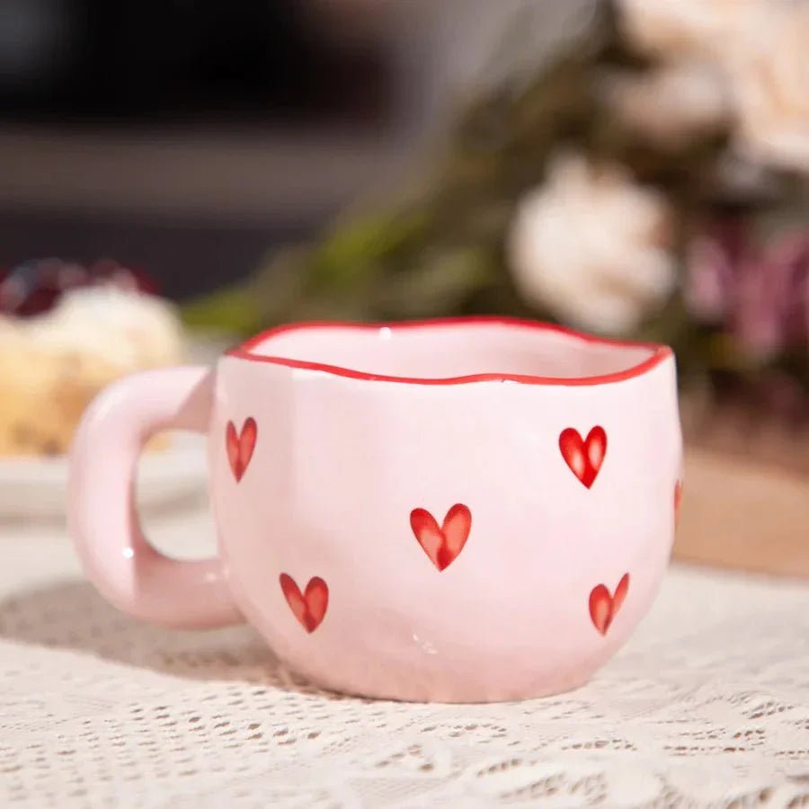 Virelle Maison - Tasse en céramique avec motif cœur rose | Virelle Maison