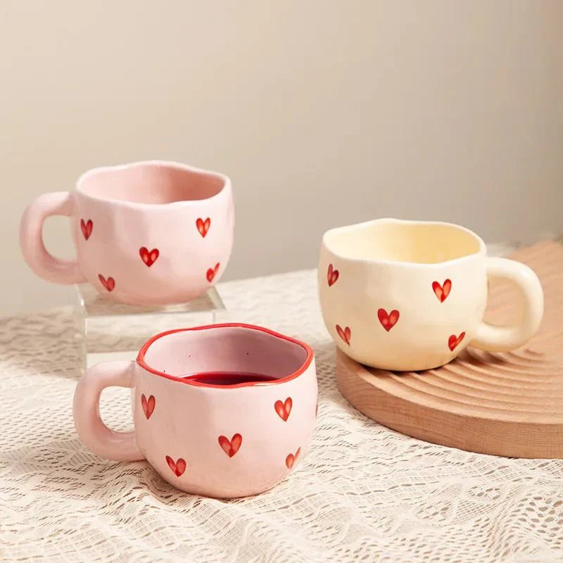 Virelle Maison - Tasse en céramique avec motif cœur rose | Virelle Maison