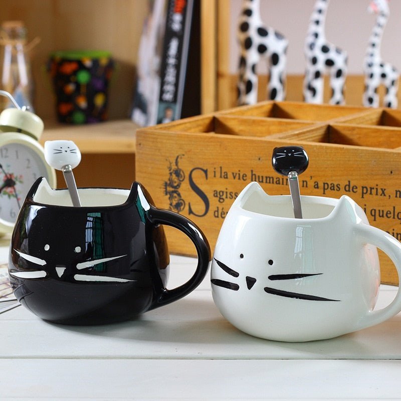 Virelle Maison - Tasse en céramique motif chat avec anse arrondie | Virelle Maison